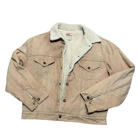 Levi's Vintage Thrashed Big E Sherpa Lined Corduroy Jacket Type 3 Size 42 - Picture 12 of 14